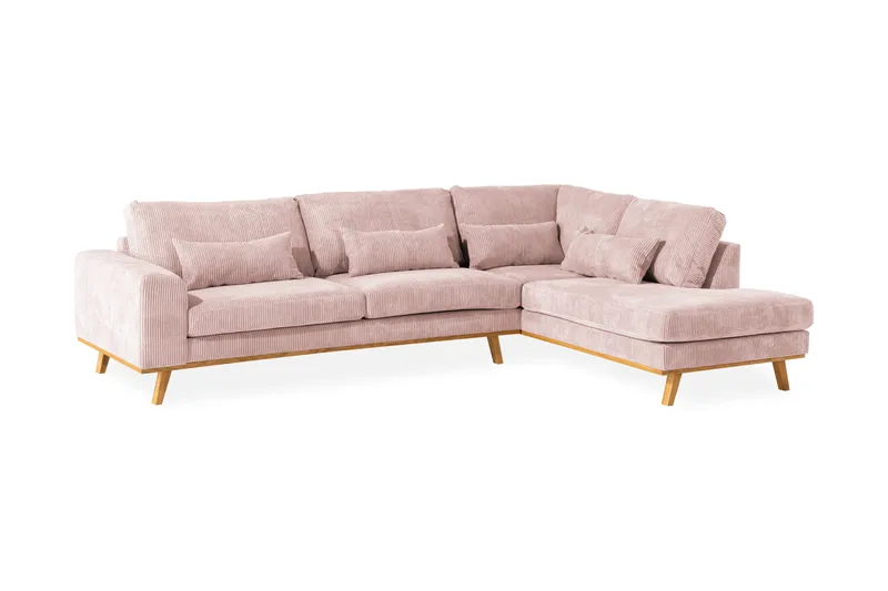 Copenhagen 4-seters Høyrevendt L-formet Divansofa i Manchester - Rosa - Møbler - Sofaer - Sofaer med sjeselong - 4 seters sofa med divan