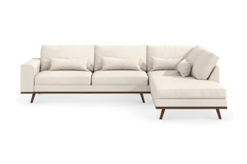 Copenhagen 4-seters Høyrevendt L-formet Divansofa i Stoff - Beige - Møbler - Sofaer - Sofaer med sjeselong - 4 seters sofa med divan