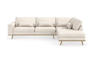 Copenhagen 4-seters Høyrevendt L-formet Divansofa i Stoff - Beige - Møbler - Sofaer - Sofaer med sjeselong - 4 seters sofa med divan
