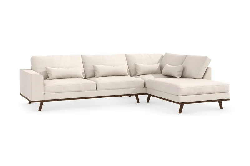 Copenhagen 4-seters Høyrevendt L-formet Divansofa i Stoff - Beige - Møbler - Sofaer - Sofaer med sjeselong - 4 seters sofa med divan
