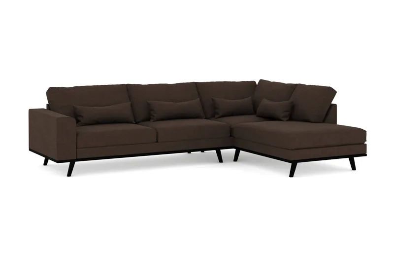 Copenhagen 4-seters Høyrevendt L-formet Divansofa i Stoff - Brun - Møbler - Sofaer - Sofaer med sjeselong - 4 seters sofa med divan
