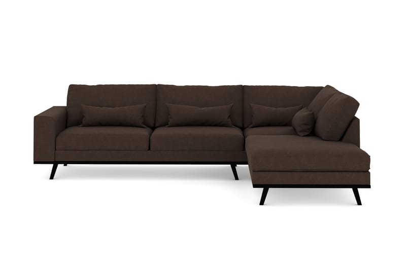 Copenhagen 4-seters Høyrevendt L-formet Divansofa i Stoff - Brun - Møbler - Sofaer - Sofaer med sjeselong - 4 seters sofa med divan