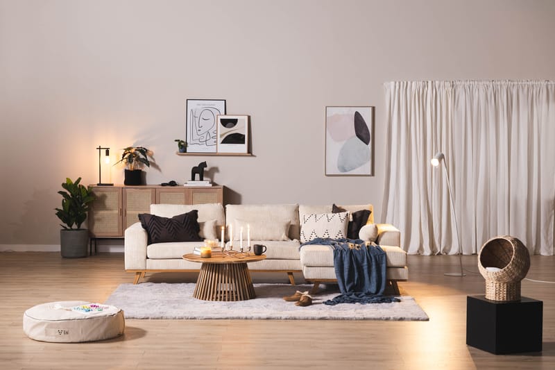 Copenhagen 4-seters Høyrevendt L-formet Dyp Divansofa i Manchester - Beige - Møbler - Sofaer - Sofaer med sjeselong - 4 seters sofa med divan