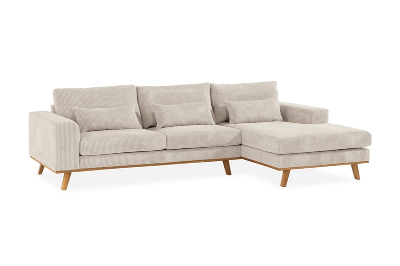 Copenhagen 4-seters Høyrevendt L-formet Dyp Divansofa i Manchester - Beige - Møbler - Sofaer - Sofaer med sjeselong - 4 seters sofa med divan