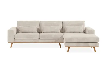 Copenhagen 4-seters Høyrevendt L-formet Dyp Divansofa i Manchester - Beige - Møbler - Sofaer - Sofaer med sjeselong - 4 seters sofa med divan