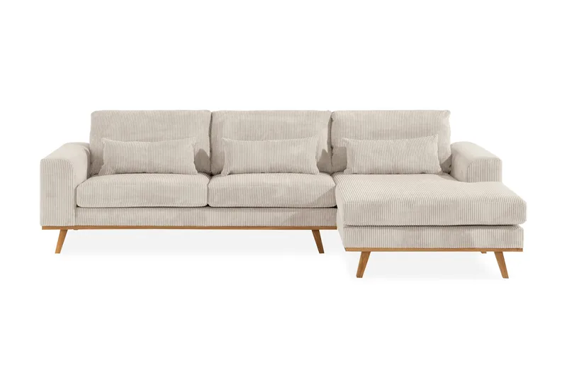 Copenhagen 4-seters Høyrevendt L-formet Dyp Divansofa i Manchester - Beige - Møbler - Sofaer - Sofaer med sjeselong - 4 seters sofa med divan