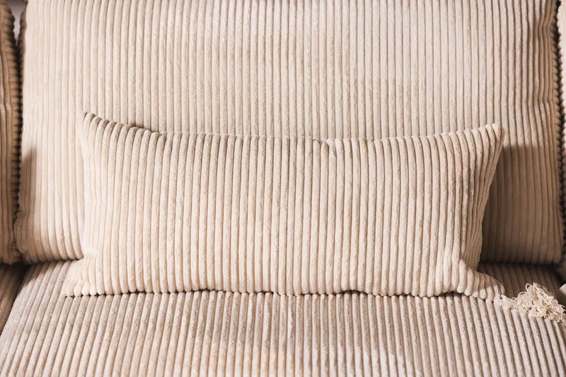 Copenhagen 4-seters Høyrevendt L-formet Dyp Divansofa i Manchester - Beige - Møbler - Sofaer - Sofaer med sjeselong - 4 seters sofa med divan