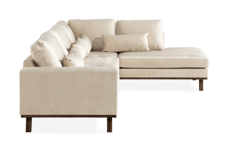 Copenhagen 4-seters Høyrevendt L-formet Sjeselongsofa i Fløyel - Beige - Møbler - Sofaer - Sofaer med sjeselong - 4 seters sofa med divan