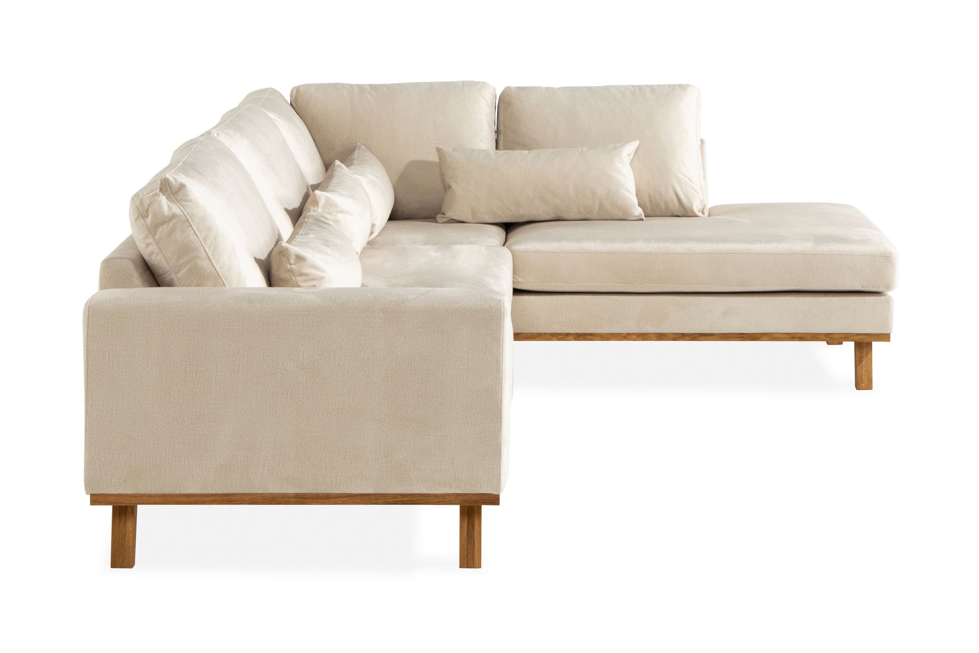 Copenhagen 4-seters Høyrevendt L-formet Sjeselongsofa i Fløyel - Beige - Møbler - Sofaer - Sofaer med sjeselong - 4 seters sofa med divan