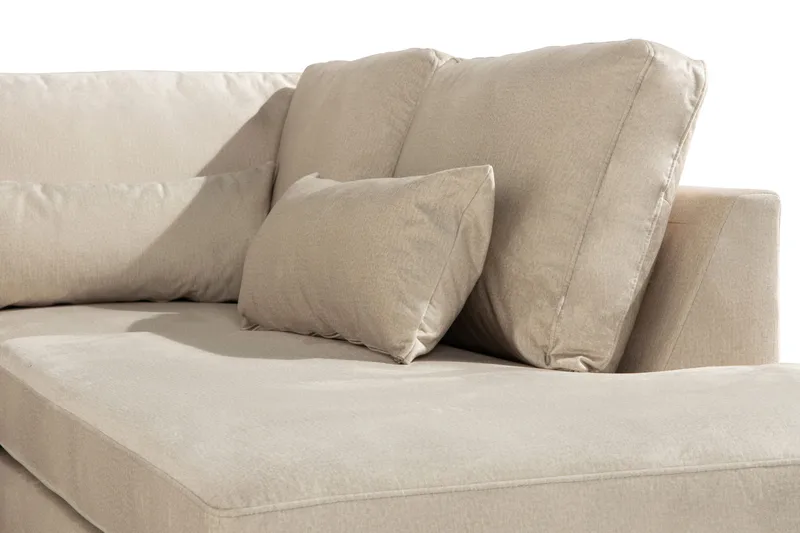 Copenhagen 4-seters Høyrevendt L-formet Sjeselongsofa i Fløyel - Beige - Møbler - Sofaer - Sofaer med sjeselong - 4 seters sofa med divan