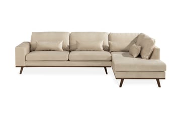Copenhagen 4-seters Høyrevendt L-formet Sjeselongsofa i Fløyel - Beige - Møbler - Sofaer - Sofaer med sjeselong - 4 seters sofa med divan