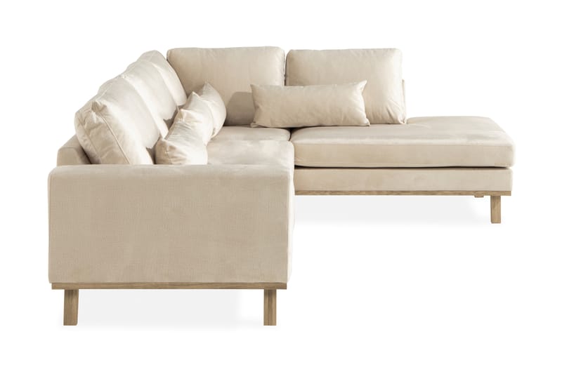 Copenhagen 4-seters Høyrevendt L-formet Sjeselongsofa i Fløyel - Beige - Møbler - Sofaer - Sofaer med sjeselong - 4 seters sofa med divan