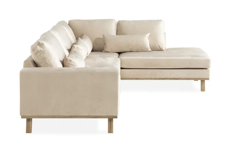 Copenhagen 4-seters Høyrevendt L-formet Sjeselongsofa i Fløyel - Beige - Møbler - Sofaer - Sofaer med sjeselong - 4 seters sofa med divan