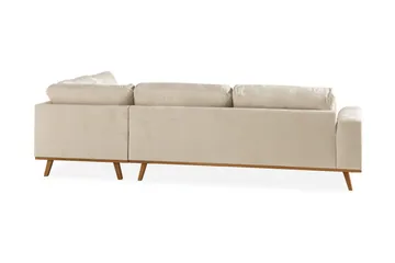 Copenhagen 4-seters Høyrevendt L-formet Sjeselongsofa i Fløyel - Beige - Møbler - Sofaer - Sofaer med sjeselong - 4 seters sofa med divan