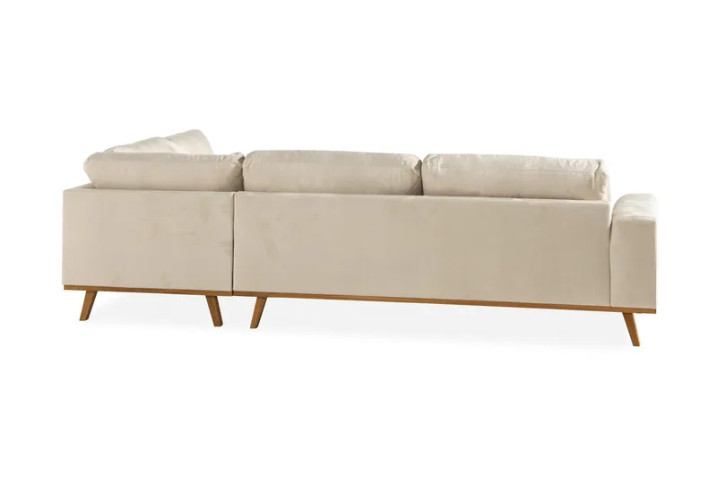 Copenhagen 4-seters Høyrevendt L-formet Sjeselongsofa i Fløyel - Beige - Møbler - Sofaer - Sofaer med sjeselong - 4 seters sofa med divan