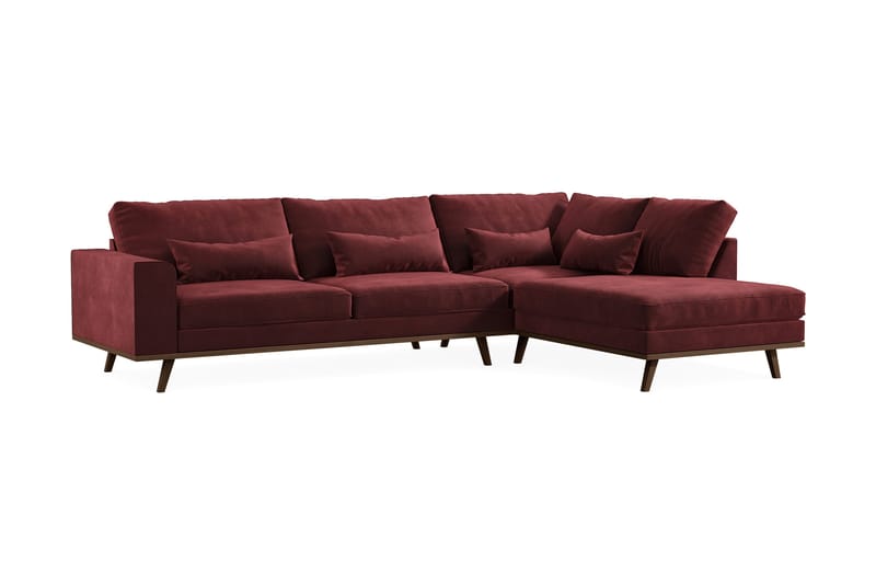 Copenhagen 4-seters Høyrevendt L-formet Sjeselongsofa i Fløyel - Lilla - Møbler - Sofaer - Sofaer med sjeselong - 4 seters sofa med divan