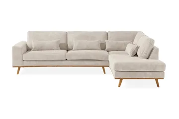 Copenhagen 4-seters Høyrevendt L-formet Sjeselongsofa i Manchester - Beige - Møbler - Sofaer - Sofaer med sjeselong - 4 seters sofa med divan