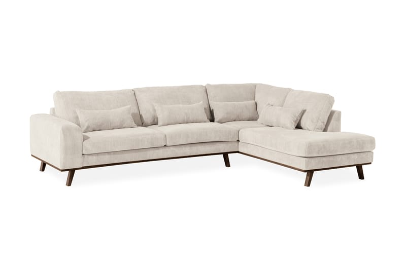 Copenhagen 4-seters Høyrevendt L-formet Sjeselongsofa i Manchester - Beige - Møbler - Sofaer - Sofaer med sjeselong - 4 seters sofa med divan