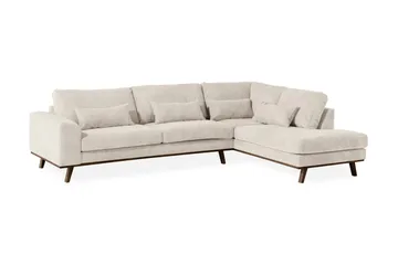 Copenhagen 4-seters Høyrevendt L-formet Sjeselongsofa i Manchester - Beige - Møbler - Sofaer - Sofaer med sjeselong - 4 seters sofa med divan