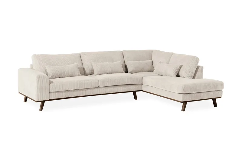 Copenhagen 4-seters Høyrevendt L-formet Sjeselongsofa i Manchester - Beige - Møbler - Sofaer - Sofaer med sjeselong - 4 seters sofa med divan