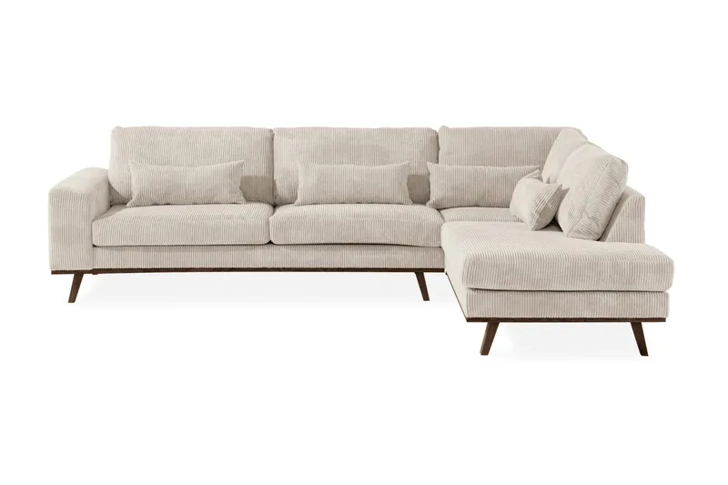 Copenhagen 4-seters Høyrevendt L-formet Sjeselongsofa i Manchester - Beige - Møbler - Sofaer - Sofaer med sjeselong - 4 seters sofa med divan