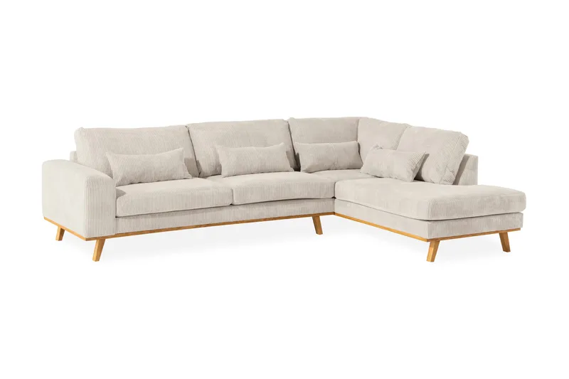 Copenhagen 4-seters Høyrevendt L-formet Sjeselongsofa i Manchester - Beige - Møbler - Sofaer - Sofaer med sjeselong - 4 seters sofa med divan