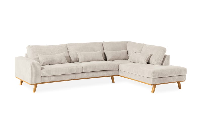 Copenhagen 4-seters Høyrevendt L-formet Sjeselongsofa i Manchester - Beige - Møbler - Sofaer - Sofaer med sjeselong - 4 seters sofa med divan