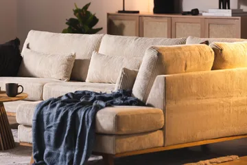 Copenhagen 4-seters Høyrevendt L-formet Sjeselongsofa i Manchester - Beige - Møbler - Sofaer - Sofaer med sjeselong - 4 seters sofa med divan