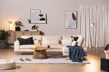 Copenhagen 4-seters Høyrevendt L-formet Sjeselongsofa i Manchester - Beige - Møbler - Sofaer - Sofaer med sjeselong - 4 seters sofa med divan