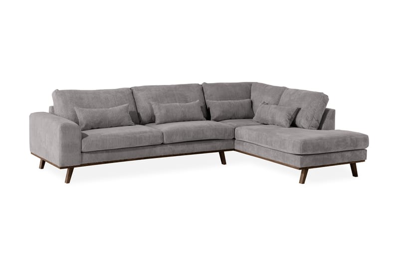 Copenhagen 4-seters Høyrevendt L-formet Sjeselongsofa i Manchester - Mørk grå - Møbler - Sofaer - Sofaer med sjeselong - 4 seters sofa med divan