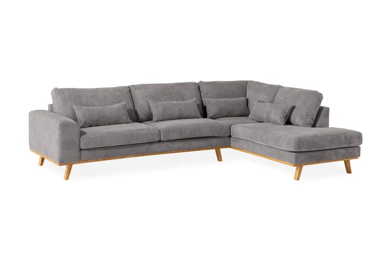 Copenhagen 4-seters Høyrevendt L-formet Sjeselongsofa i Manchester - Mørk grå - Møbler - Sofaer - Sofaer med sjeselong - 4 seters sofa med divan