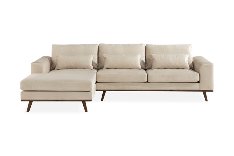 Copenhagen 4-seters Venstrevendt L-formet Divansofa i Fløyel - Beige - Møbler - Sofaer - Sofaer med sjeselong - 4 seters sofa med divan