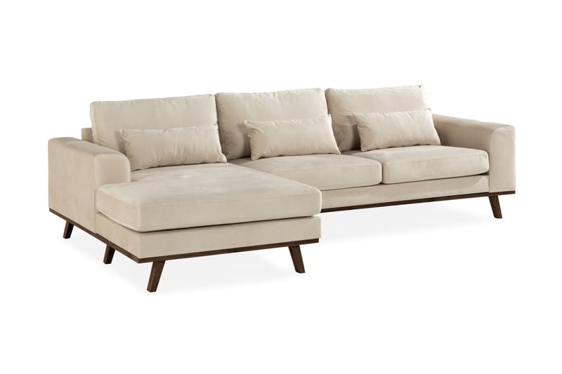 Copenhagen 4-seters Venstrevendt L-formet Divansofa i Fløyel - Beige - Møbler - Sofaer - Sofaer med sjeselong - 4 seters sofa med divan