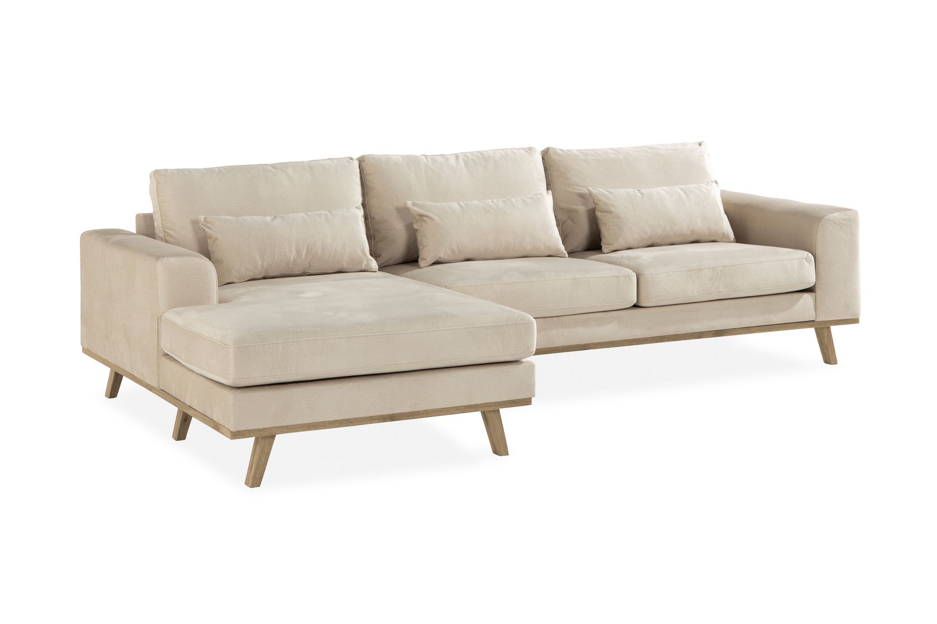 Copenhagen 4-seters Venstrevendt L-formet Divansofa i Fløyel - Beige - Møbler - Sofaer - Sofaer med sjeselong - 4 seters sofa med divan
