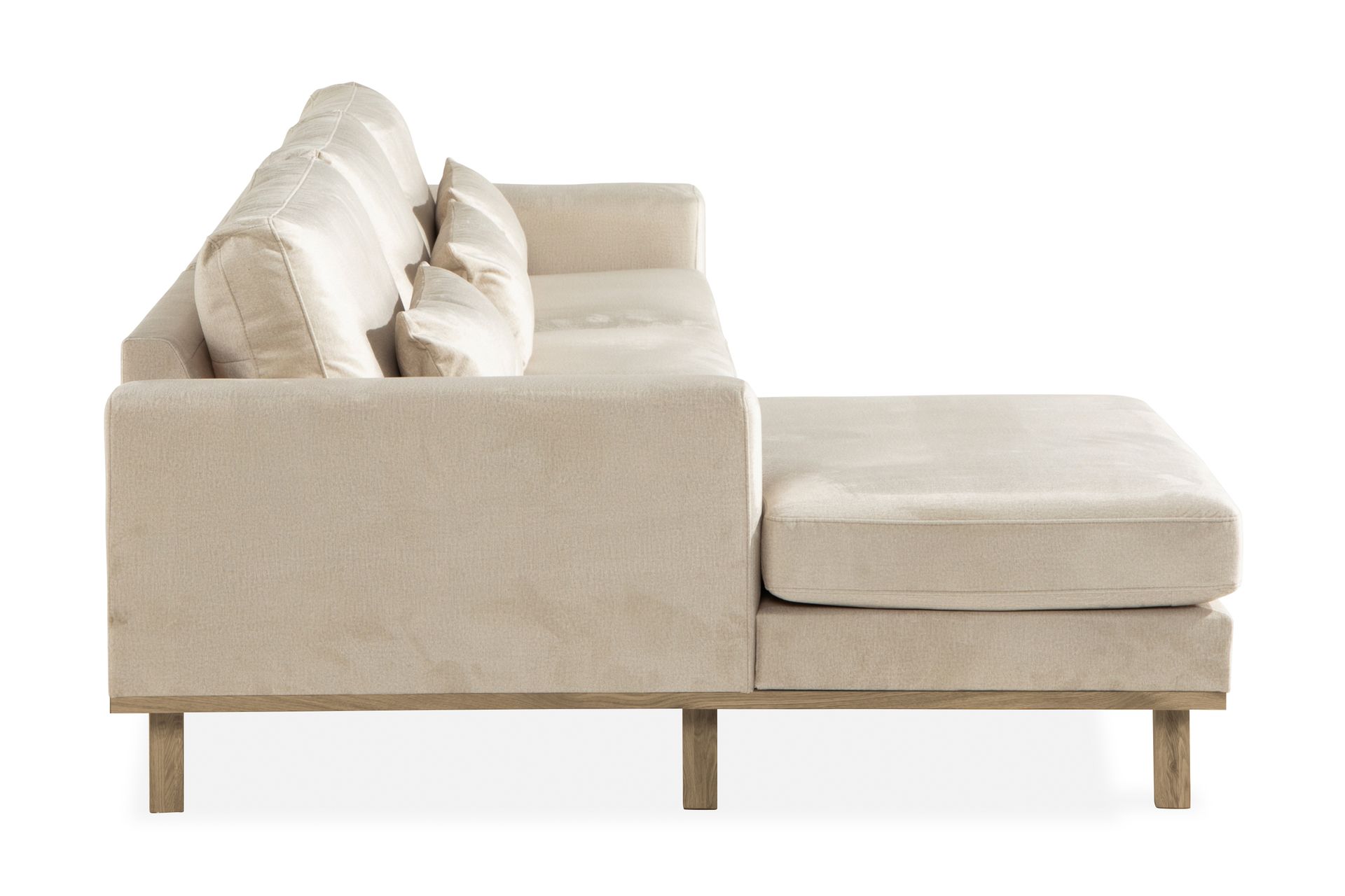 Copenhagen 4-seters Venstrevendt L-formet Divansofa i Fløyel - Beige - Møbler - Sofaer - Sofaer med sjeselong - 4 seters sofa med divan