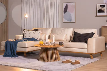 Copenhagen 4-seters Venstrevendt L-formet Divansofa i Fløyel - Beige - Møbler - Sofaer - Sofaer med sjeselong - 4 seters sofa med divan