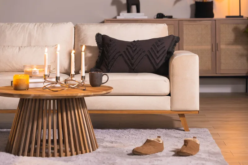 Copenhagen 4-seters Venstrevendt L-formet Divansofa i Fløyel - Beige - Møbler - Sofaer - Sofaer med sjeselong - 4 seters sofa med divan