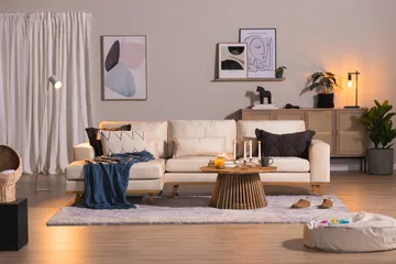 Copenhagen 4-seters Venstrevendt L-formet Divansofa i Fløyel - Beige - Møbler - Sofaer - Sofaer med sjeselong - 4 seters sofa med divan