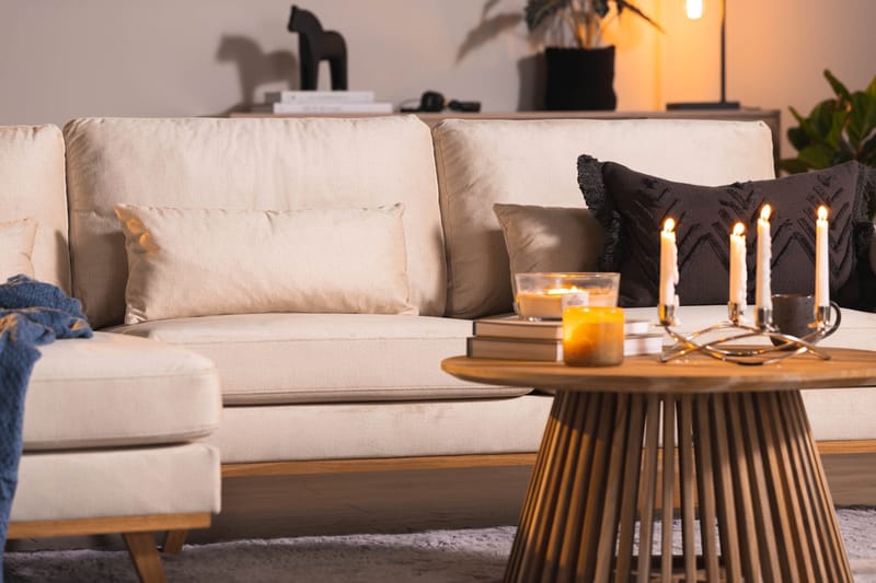 Copenhagen 4-seters Venstrevendt L-formet Divansofa i Fløyel - Beige - Møbler - Sofaer - Sofaer med sjeselong - 4 seters sofa med divan