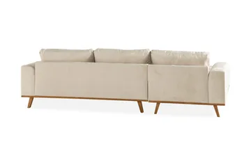 Copenhagen 4-seters Venstrevendt L-formet Divansofa i Fløyel - Beige - Møbler - Sofaer - Sofaer med sjeselong - 4 seters sofa med divan