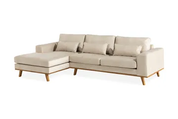 Copenhagen 4-seters Venstrevendt L-formet Divansofa i Fløyel - Beige - Møbler - Sofaer - Sofaer med sjeselong - 4 seters sofa med divan
