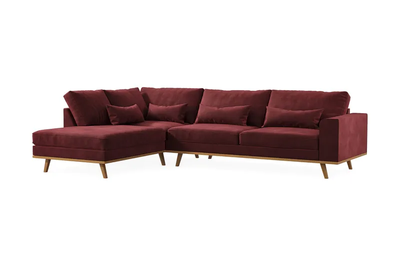 Copenhagen 4-seters Venstrevendt L-formet Divansofa i Fløyel - Lilla - Møbler - Sofaer - Sofaer med sjeselong - 4 seters sofa med divan