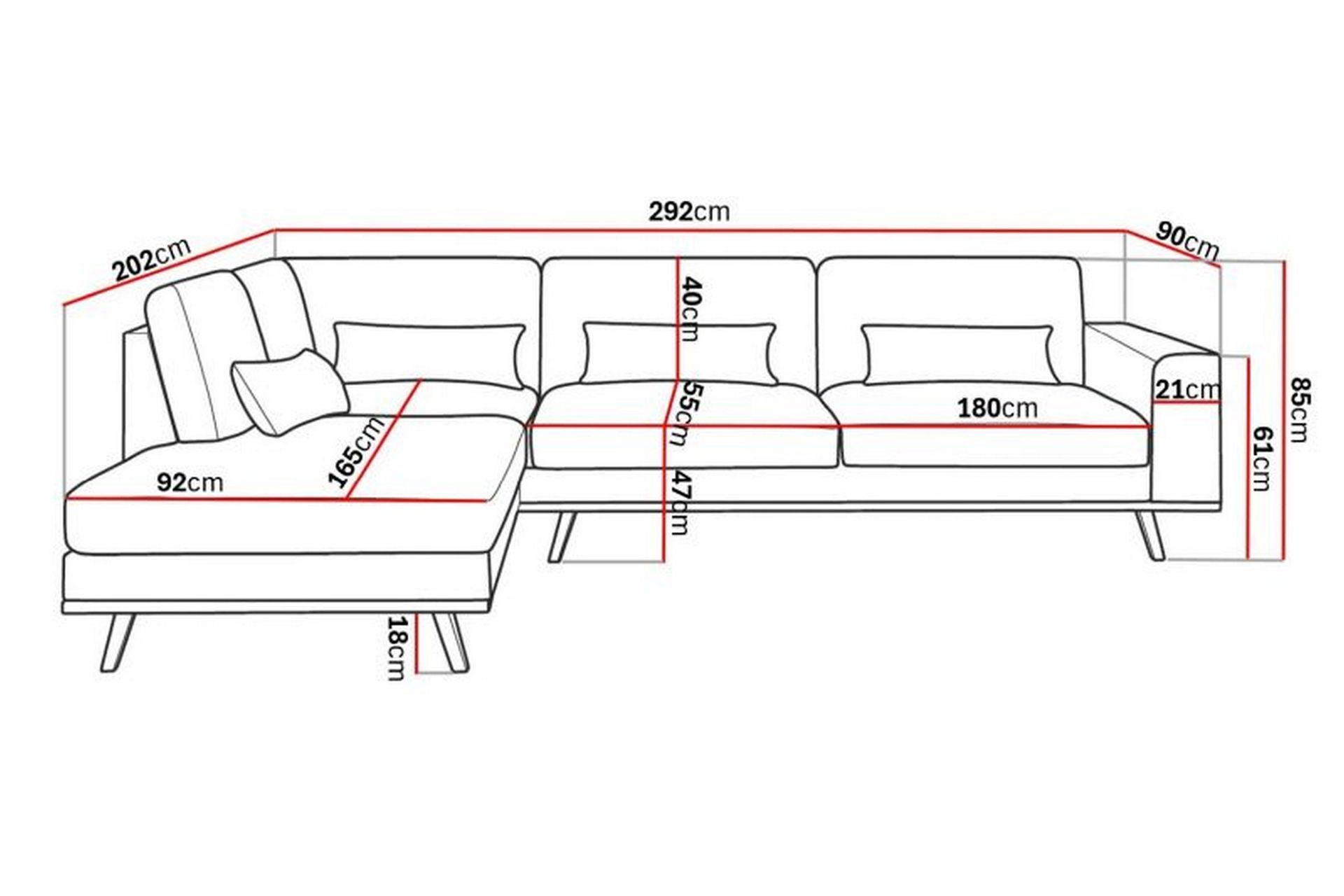 Copenhagen 4-seters Venstrevendt L-formet Divansofa i Fløyel - Lilla - Møbler - Sofaer - Sofaer med sjeselong - 4 seters sofa med divan