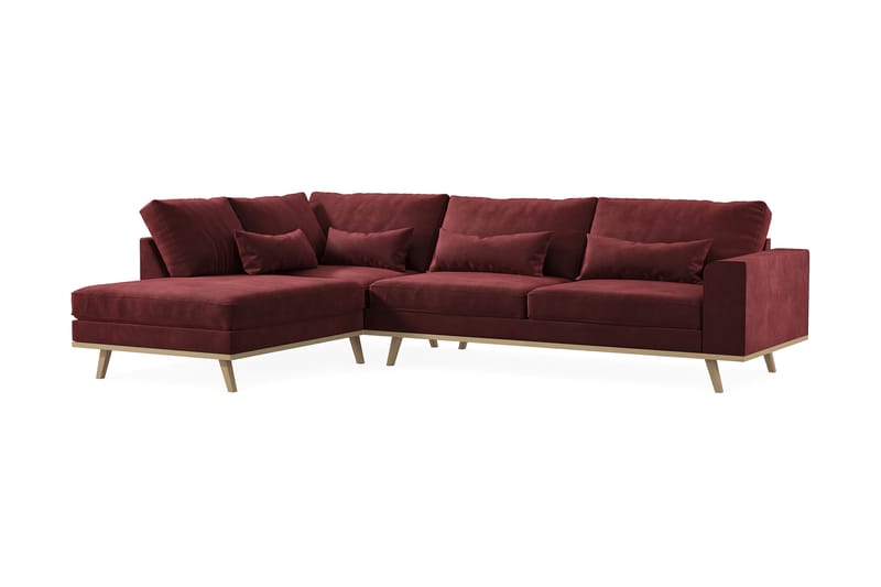 Copenhagen 4-seters Venstrevendt L-formet Divansofa i Fløyel - Lilla - Møbler - Sofaer - Sofaer med sjeselong - 4 seters sofa med divan