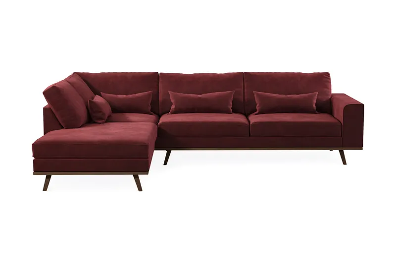 Copenhagen 4-seters Venstrevendt L-formet Divansofa i Fløyel - Lilla - Møbler - Sofaer - Sofaer med sjeselong - 4 seters sofa med divan