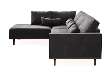 Copenhagen 4-seters Venstrevendt L-formet Divansofa i Fløyel - Mørk grå - Møbler - Sofaer - Sofaer med sjeselong - 4 seters sofa med divan