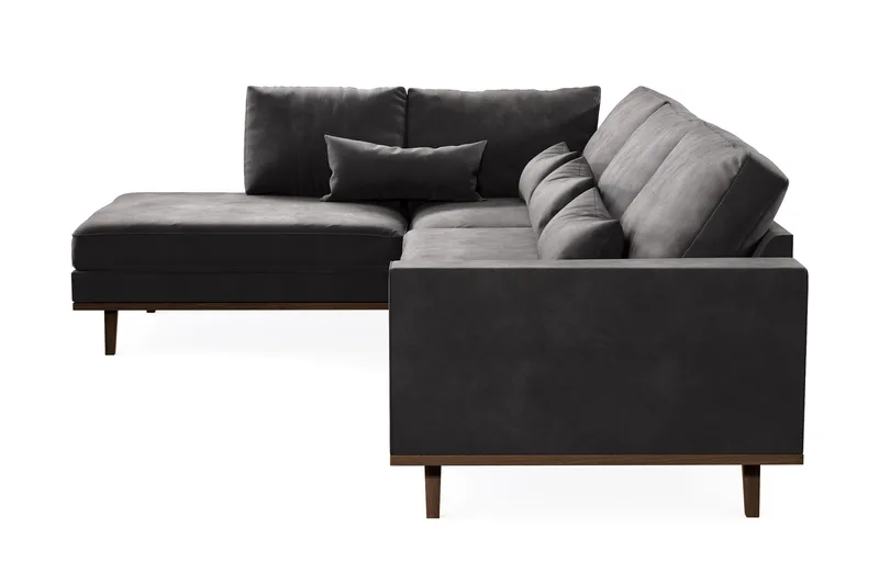 Copenhagen 4-seters Venstrevendt L-formet Divansofa i Fløyel - Mørk grå - Møbler - Sofaer - Sofaer med sjeselong - 4 seters sofa med divan
