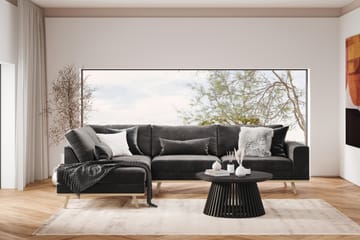 Copenhagen 4-seters Venstrevendt L-formet Divansofa i Fløyel - Mørk grå - Møbler - Sofaer - Sofaer med sjeselong - 4 seters sofa med divan
