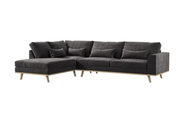 Copenhagen 4-seters Venstrevendt L-formet Divansofa i Fløyel - Mørk grå - Møbler - Sofaer - Sofaer med sjeselong - 4 seters sofa med divan