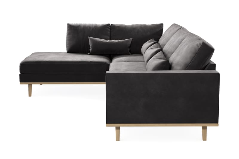 Copenhagen 4-seters Venstrevendt L-formet Divansofa i Fløyel - Mørk grå - Møbler - Sofaer - Sofaer med sjeselong - 4 seters sofa med divan